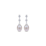 SS Linear Pearl Drop Earrings - Walter Bauman Jewelers