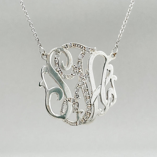 SS Monogram Pendant with CZ - Walter Bauman Jewelers