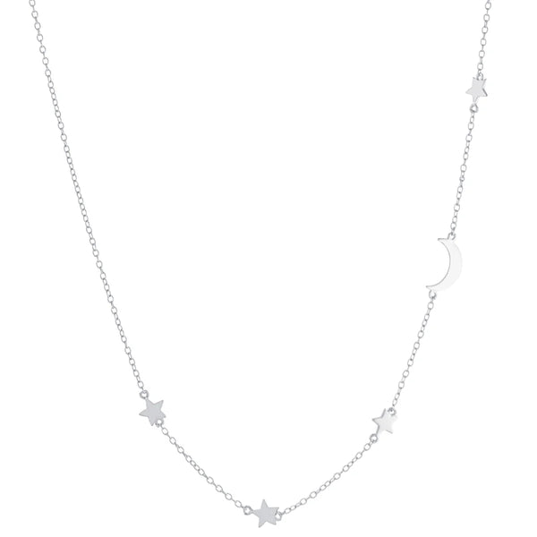 SS Moon/Star 18" Necklace - Walter Bauman Jewelers