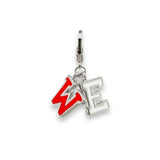 SS Orange and White Enamel "WE" Charm - Walter Bauman Jewelers