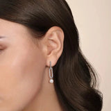 SS Pearl Drop Beaded Paperclip Earrings - Walter Bauman Jewelers