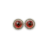 SS Prong Set 10mm Beaded Round Garnet Earrings - Walter Bauman Jewelers