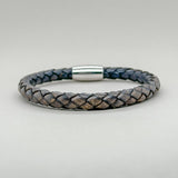 SS Rhod 8" Leather Weave Bracelet - Walter Bauman Jewelers