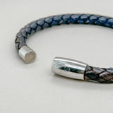 SS Rhod 8" Leather Weave Bracelet - Walter Bauman Jewelers