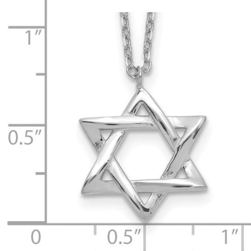 SS Rhodium - plated Star of David With Chain - Walter Bauman Jewelers