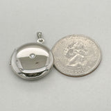 SS Round Locket with H/SI2 Flush set Diamond - Walter Bauman Jewelers