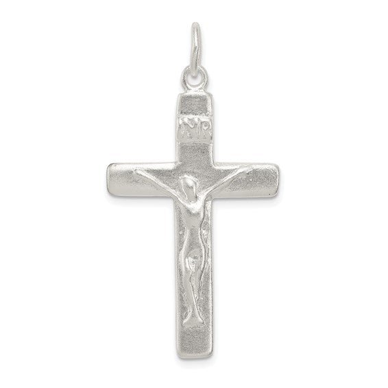 SS Satin Finish Solid Crucifix - Walter Bauman Jewelers