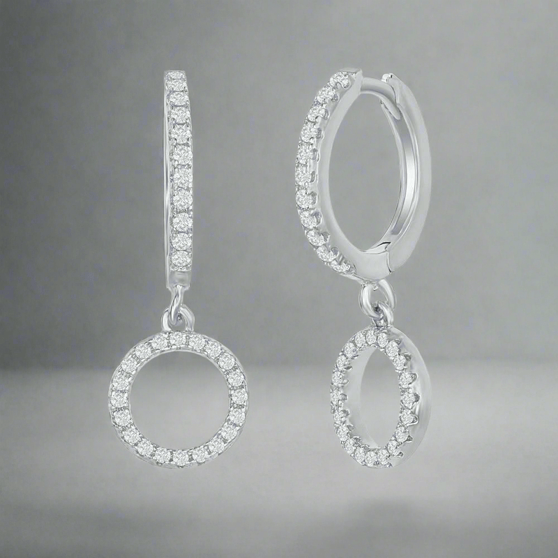 SS Small Huggie Hoop CZ Circle Earrings - Walter Bauman Jewelers