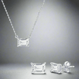 SS Solitaire 5x7mm Rectangle CZ, Necklace & Earrings Set - Walter Bauman Jewelers