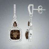 SS Square Smoky Quartz & White Topaz Earrings - Walter Bauman Jewelers