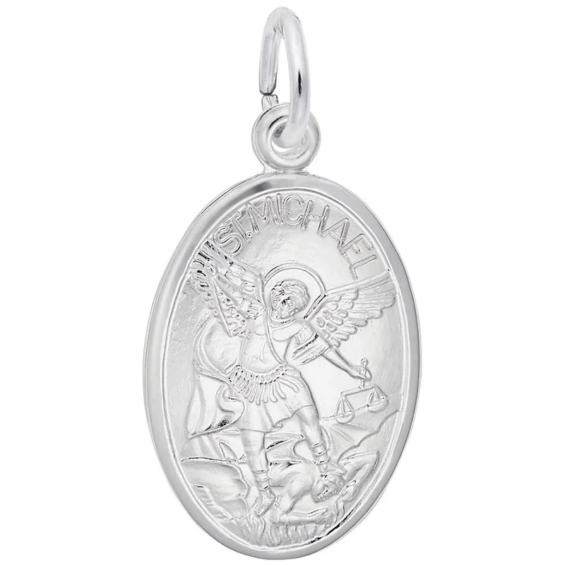 SS St. Michael Oval Disc Charm - Walter Bauman Jewelers