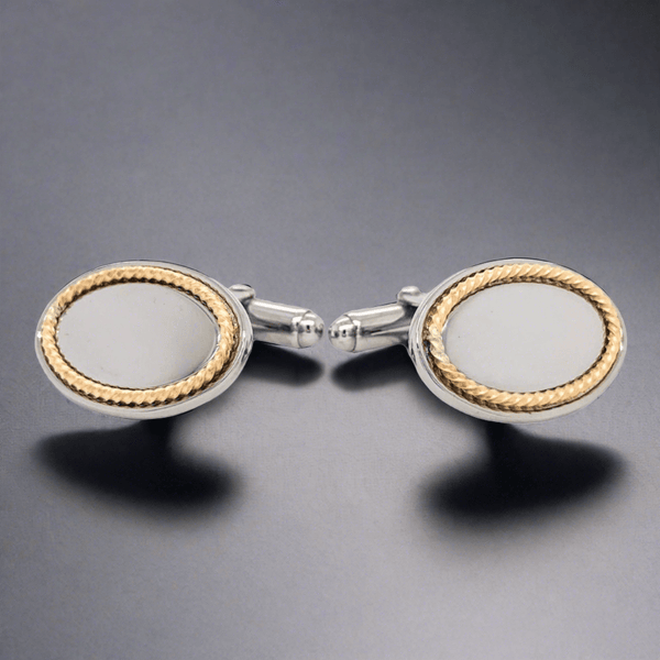SS Twisted Wire Oval Cufflinks - Walter Bauman Jewelers