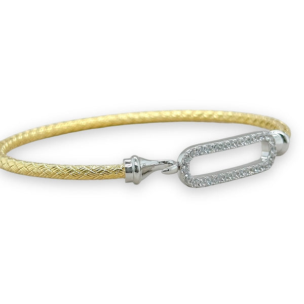 SS Two-Tone CZ Bangle Bracelet - Walter Bauman Jewelers