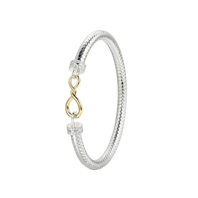 SS Two - Tone CZ Mesh Bracelet with Figure 8 - Walter Bauman Jewelers