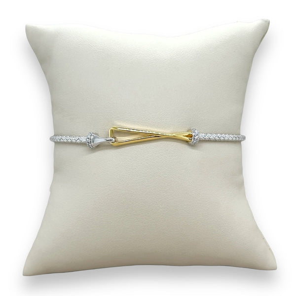 SS Two-Tone CZ Mesh Bracelet with Triangular Clasp - Walter Bauman Jewelers