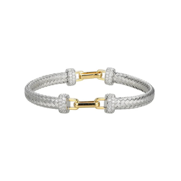 SS Two - Tone Mesh Station Link Bracelet - Walter Bauman Jewelers