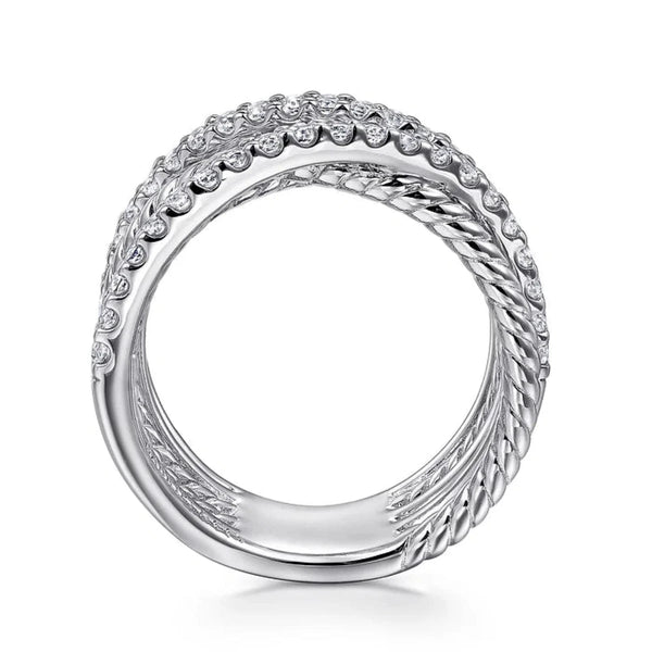 SS White Sapphire Twisted Rope Design Ring - Walter Bauman Jewelers