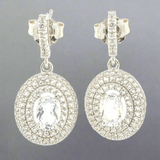 Sterling Silver White Topaz Oval Drop Earrings - Walter Bauman Jewelers