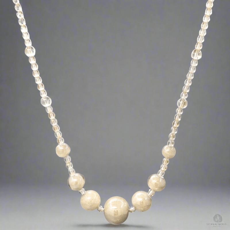 STST Beige & Clear Murano Glass Graduated Beaded Necklace - Walter Bauman Jewelers