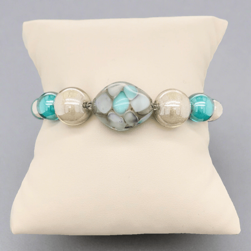 STST Grey & Teal Murano Glass Beaded Bracelet - Walter Bauman Jewelers