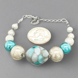 STST Grey & Teal Murano Glass Beaded Bracelet - Walter Bauman Jewelers