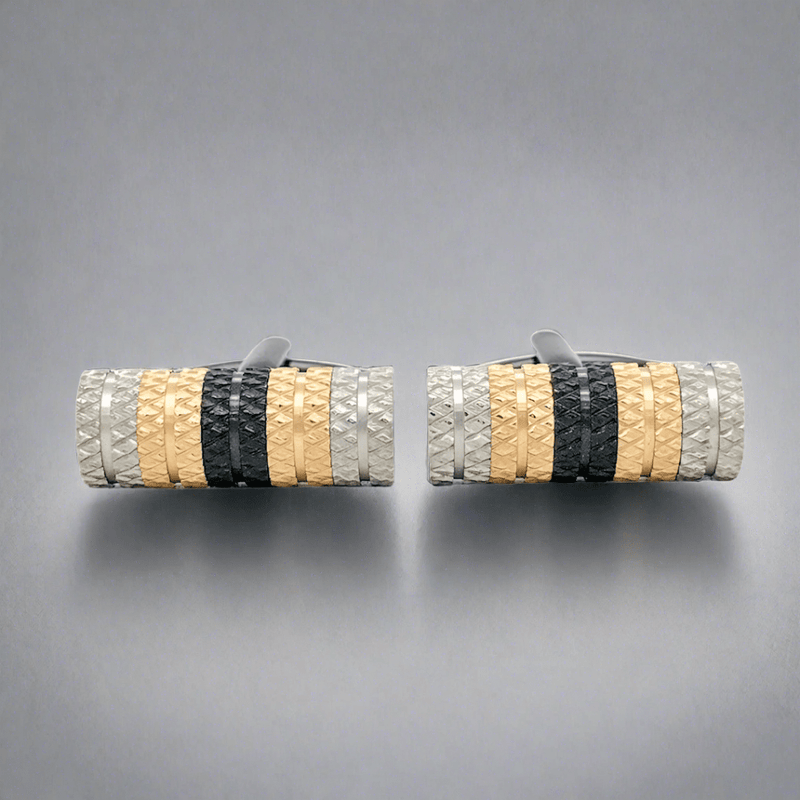 STST Multicolor Ion Plated Knurled Cufflinks - Walter Bauman Jewelers