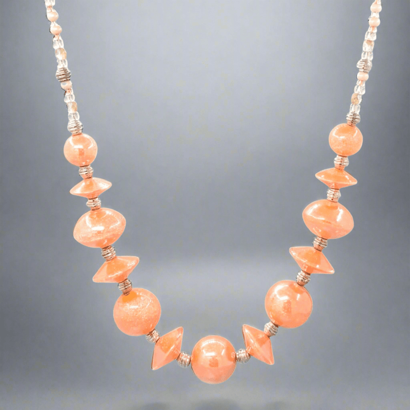 STST Peachy Orange Murano Glass Beaded Necklace - Walter Bauman Jewelers