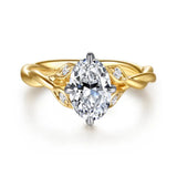 14K Y Gold 0.09ctw Twisted Oval Diamond Mounting