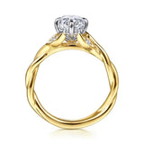 14K Y Gold 0.09ctw Twisted Oval Diamond Mounting