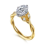 14K Y Gold 0.09ctw Twisted Oval Diamond Mounting