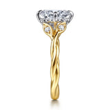 14K Y Gold 0.09ctw Twisted Oval Diamond Mounting