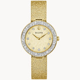 Women's Gold Tone Bulova Watch with Crystals 98L321 - Walter Bauman Jewelers