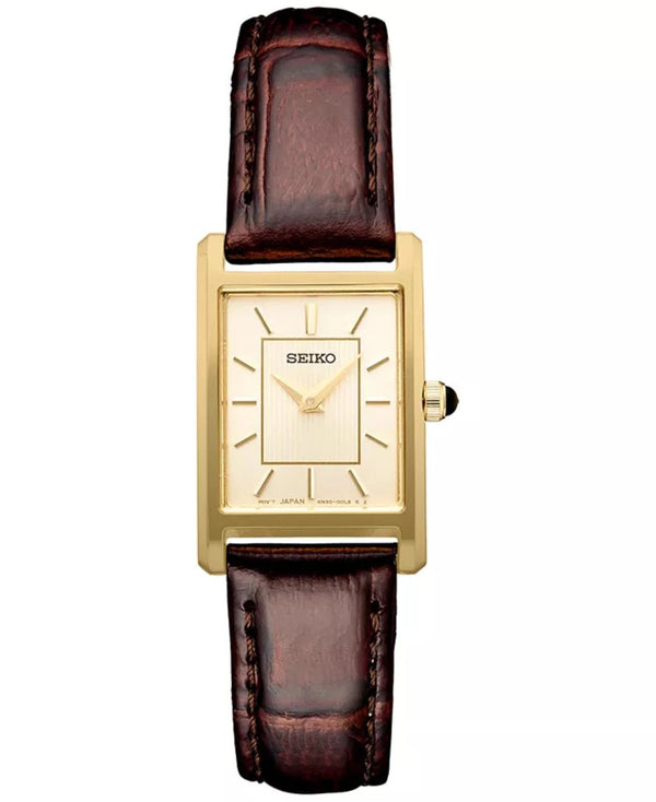 Women's Seiko Watch Brown Leather Band SWR066 - Walter Bauman Jewelers