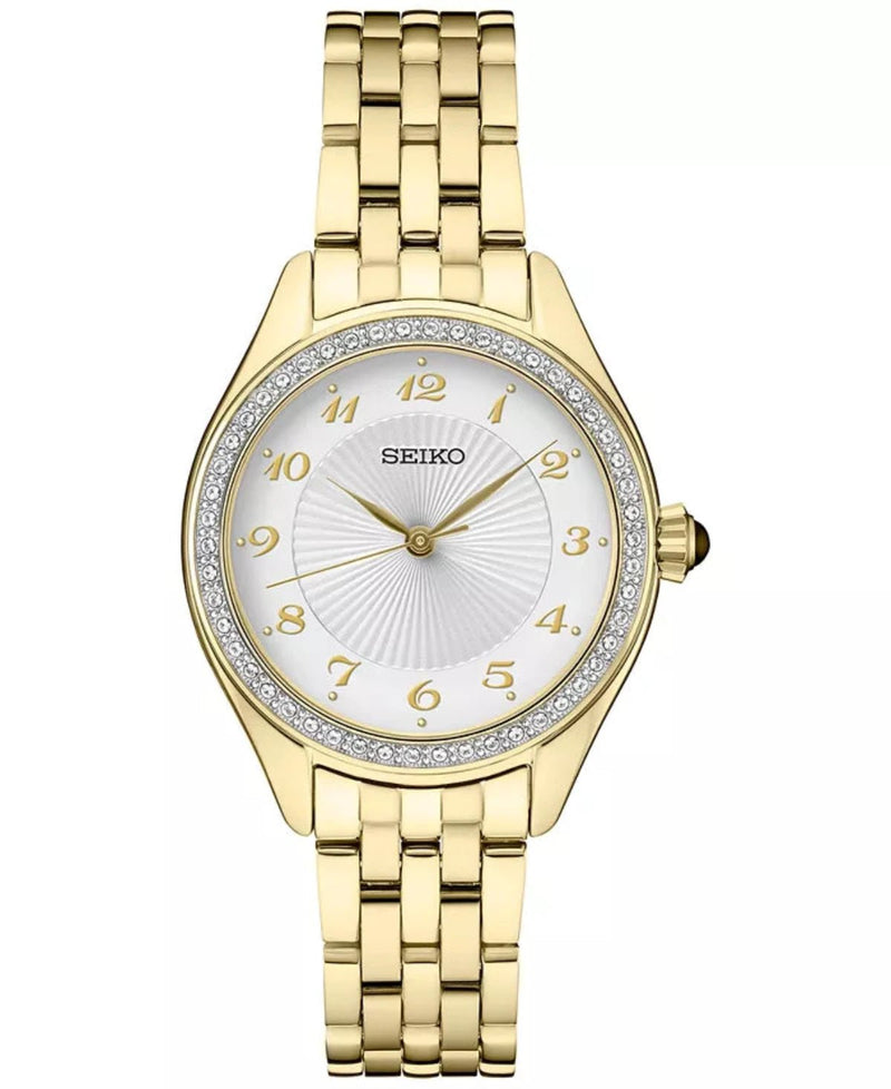 seiko ladies dress watches gold Women's Seiko 5 Stainless Steel Gold Dial Watch