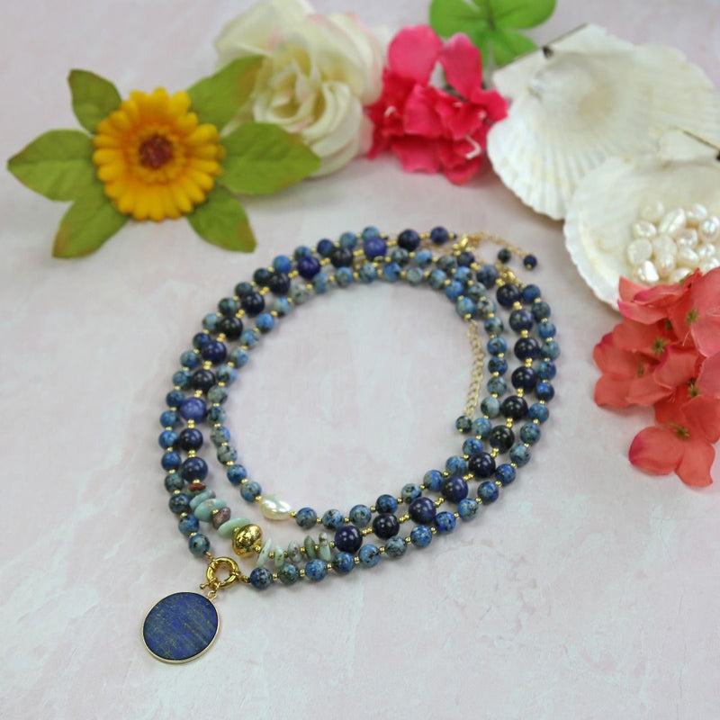 YGP Blue Jasper and Lapis Pendant Necklace. Set of Three - Walter Bauman Jewelers