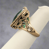 YGP Green CZ Heart cathedral set Ring - Walter Bauman Jewelers