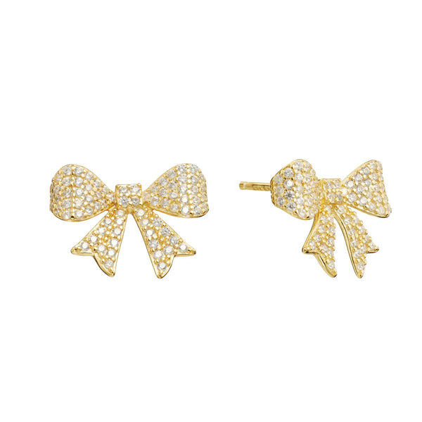 YGP Sterling 15MM CZ Bow Earrings - Walter Bauman Jewelers