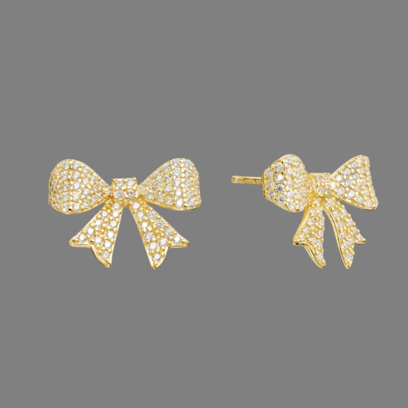 YGP Sterling 15MM CZ Bow Earrings - Walter Bauman Jewelers