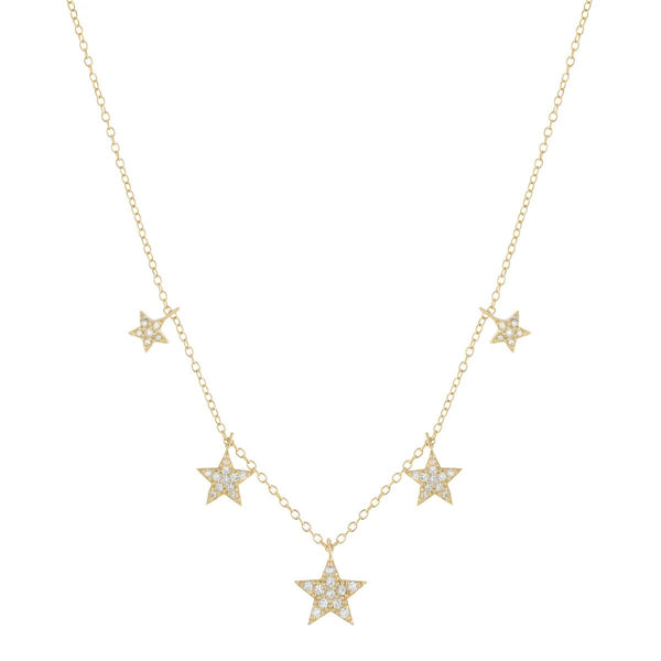 YGP Sterling 18" CZ 5 Star Necklace - Walter Bauman Jewelers