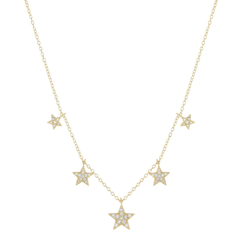 YGP Sterling 18" CZ 5 Star Necklace - Walter Bauman Jewelers