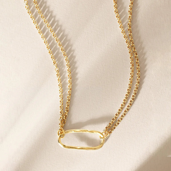 YGP Sterling 18" Double Rolo Chain with Open Oval Necklace - Walter Bauman Jewelers