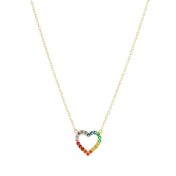 YGP Sterling 18" Multi - Color CZ Heart Necklace - Walter Bauman Jewelers