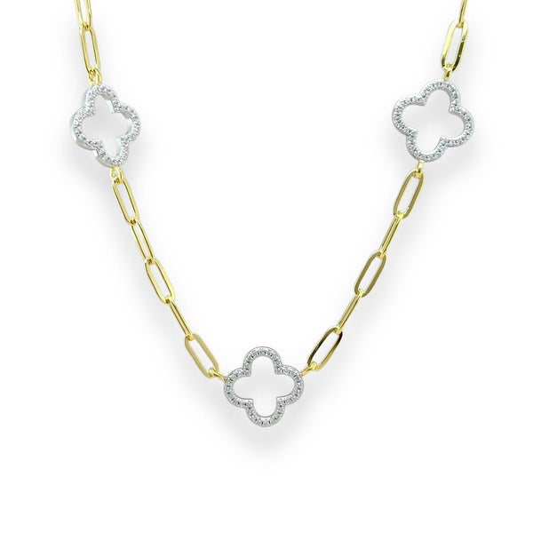 YGP Sterling 19" CZ Clover Necklace - Walter Bauman Jewelers