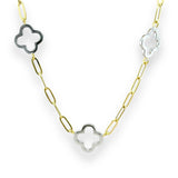 YGP Sterling 19" CZ Clover Necklace - Walter Bauman Jewelers