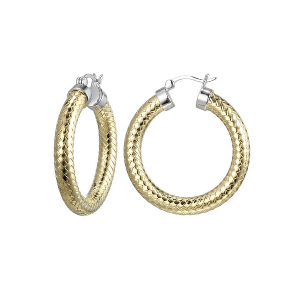 YGP Sterling 35MM/5MM Mesh Hoop Earring - Walter Bauman Jewelers