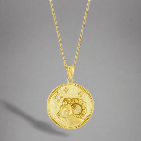 YGP Sterling 'Aries' CZ Circle Zodiac Pendant w/Chain - Walter Bauman Jewelers