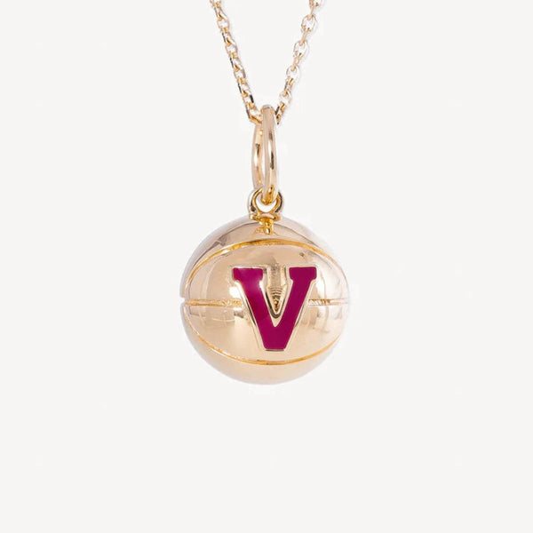 YGP Sterling Basketball Pendant with Enamel V - Walter Bauman Jewelers