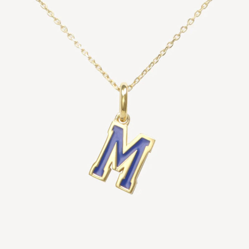 YGP Sterling Blue Enamel "M" Pendant - Walter Bauman Jewelers