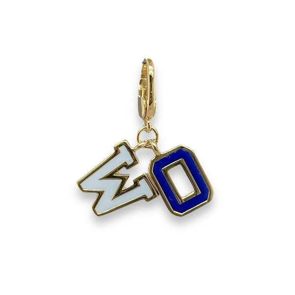 YGP Sterling Blue Enamel "WO" Charm - Walter Bauman Jewelers