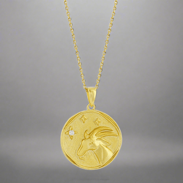 YGP Sterling 'Capricorn' CZ Circle Zodiac Pendant w/Chain - Walter Bauman Jewelers